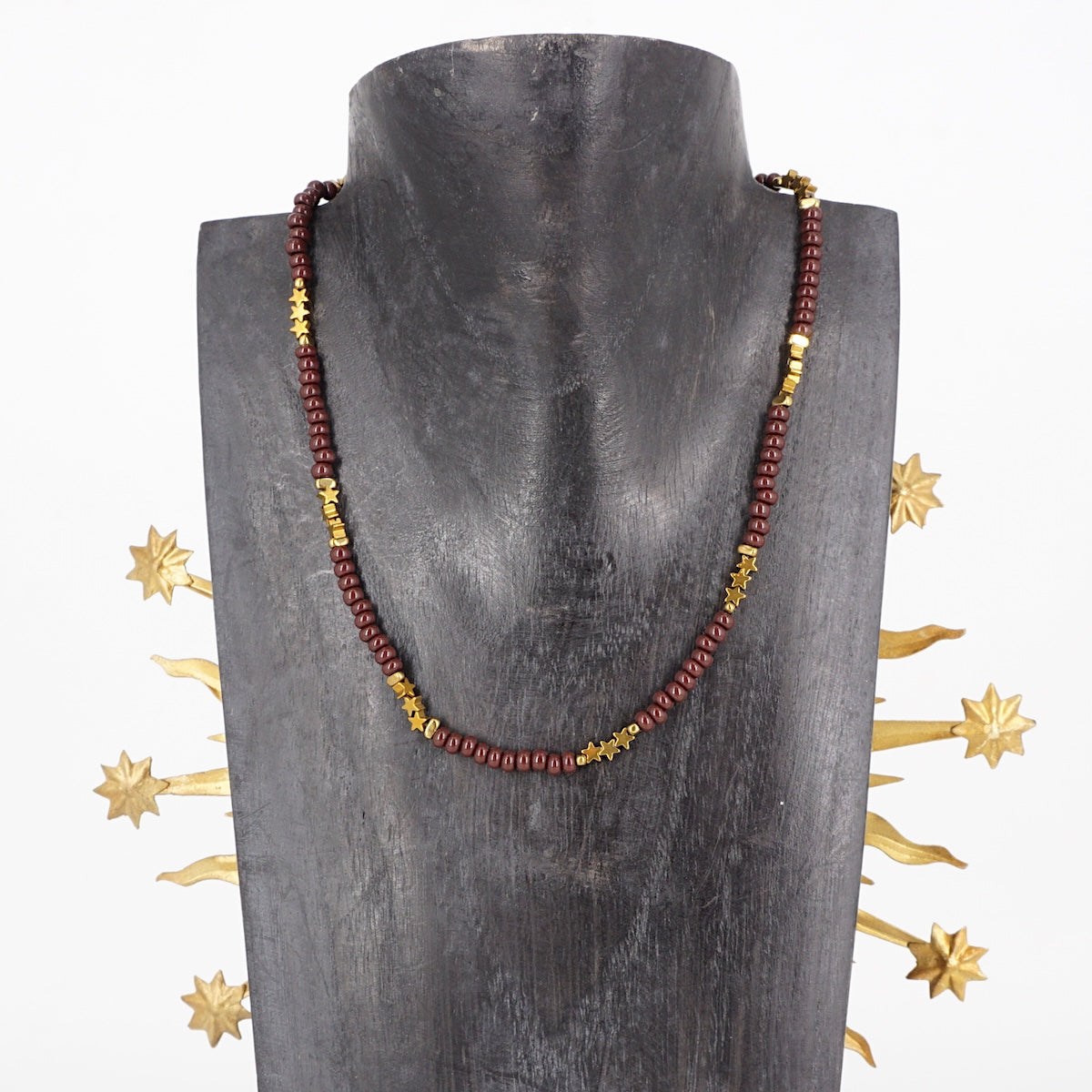 COLLANA CON STELLINE IN EMATITE MARRONE COLLANA STELLINE IN EMATITE MARRONE ALMARE'