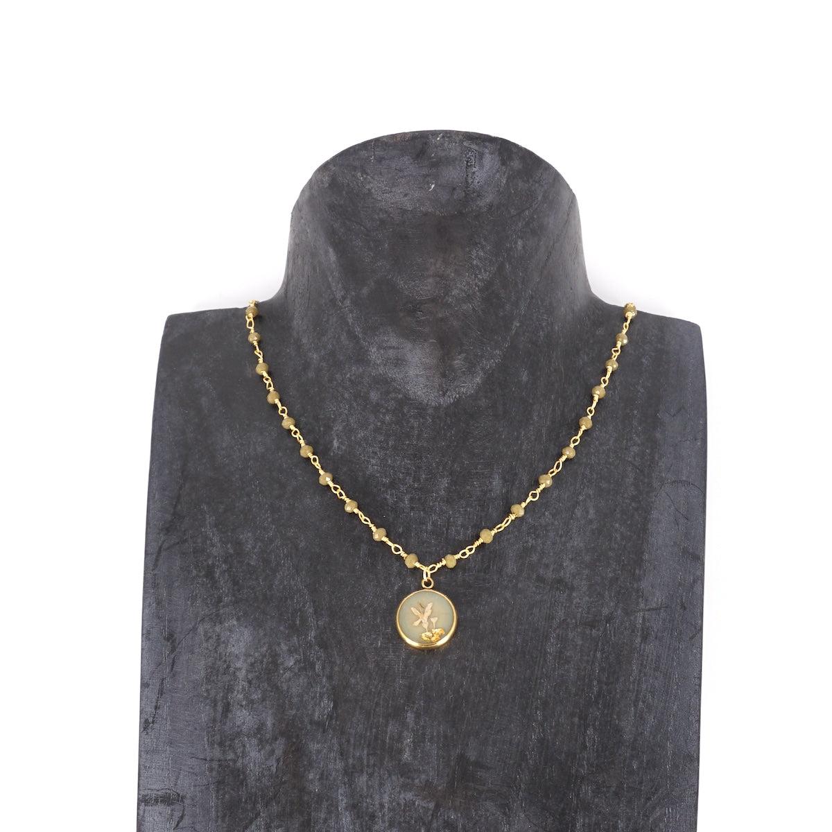 Collana fiori bottone catena Celadon COLLANA BOTTONE CATENA CELADON ANNA FADDA