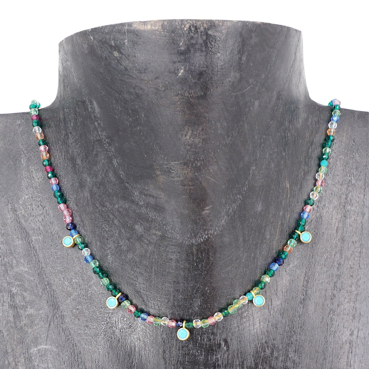 COLLANA PERLINE MULTICOLOR CON PIETRE AZZURRE COLLANA PERLINE MULTICOLOR PIETRE AZZURRE ARTEON