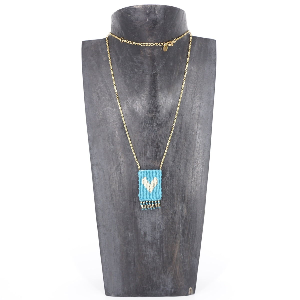COLLANA TALISMANO CUORE TURCHESE COLLANA TALISMANO COTONE CUORE TURCHESE NOMADEA