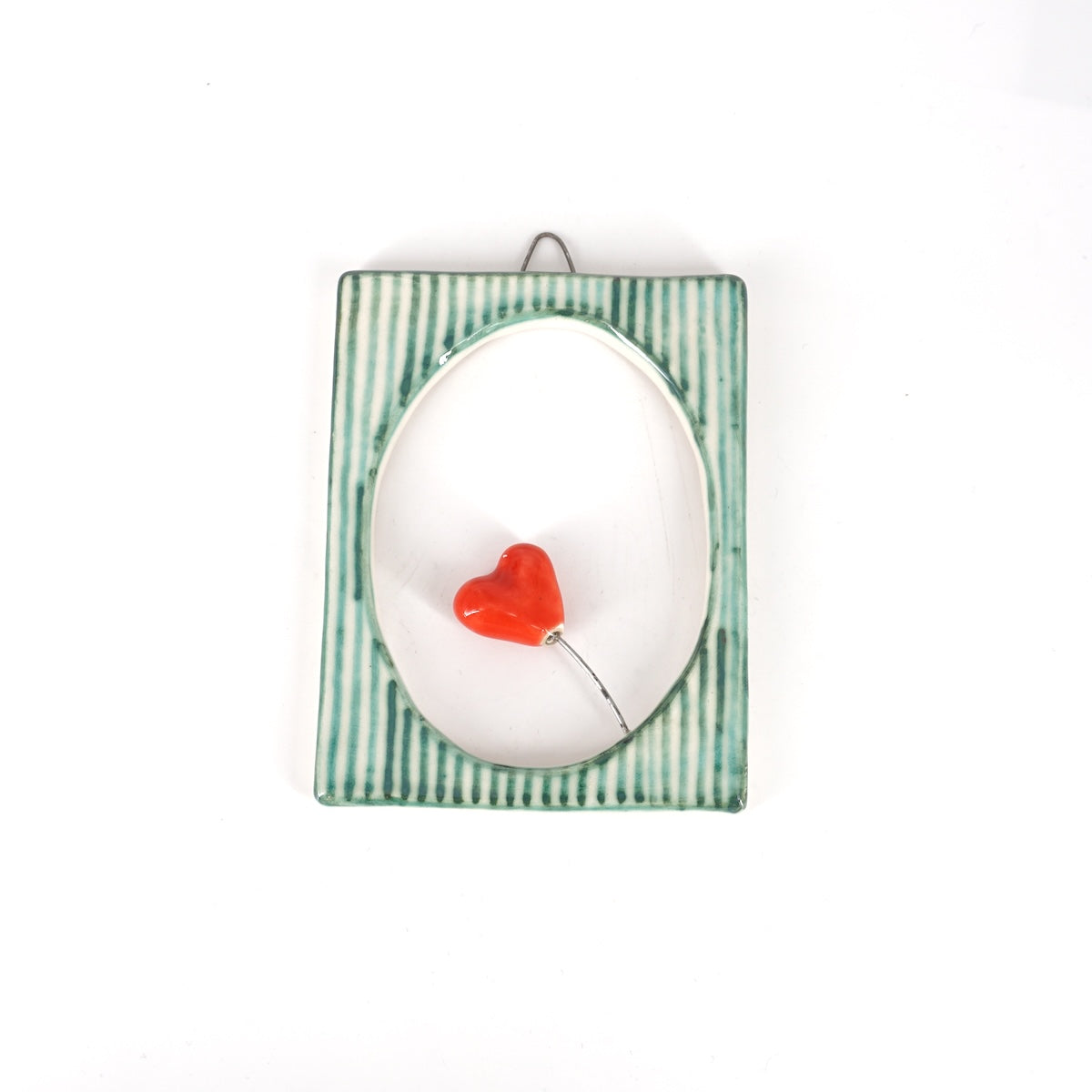 Cornice CUORE rosso righe verde chiaro CORNICE S RETT. CUORE ROSSO RIGHE VERDE CHIARO ROSSO RAMINA