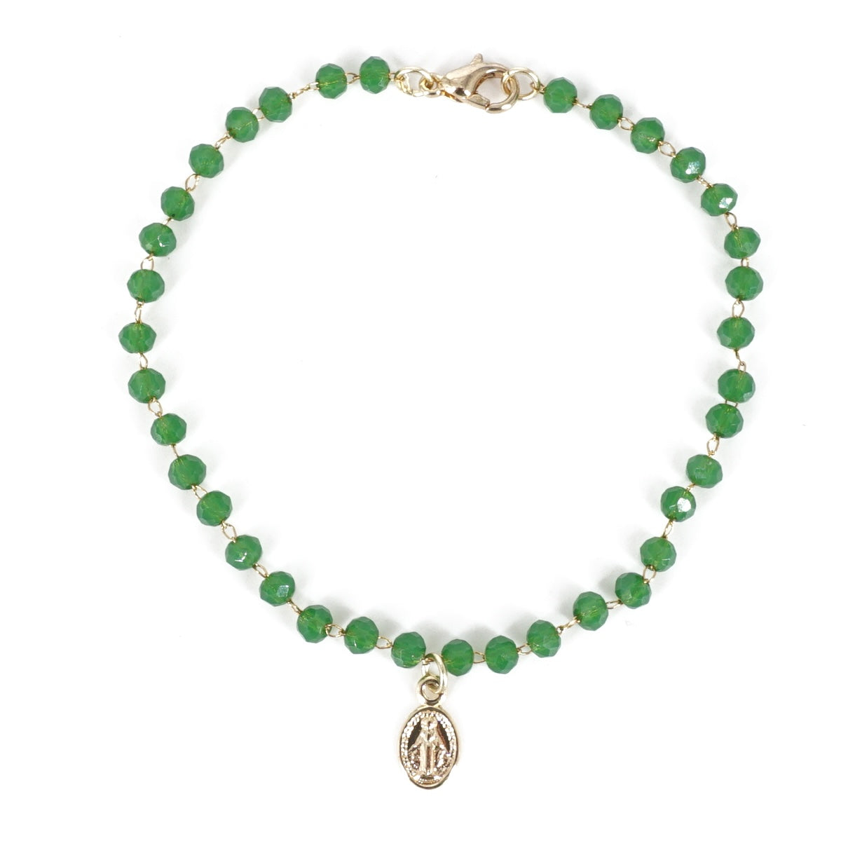 BRACCIALE ROSARIO SEMPLICE VERDE BRACCIALE ROSARIO VERDE MADONNINA ORO SVEVA