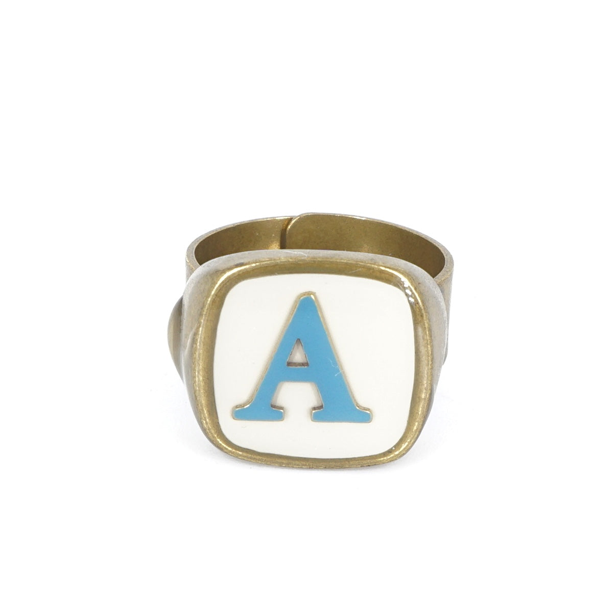 ANELLO LETTERA A BIANCO E AZZURRO ANELLO LETTERA A BIANCO E AZZURRO UNIQUE UNCONVENTIONAL DETAILS