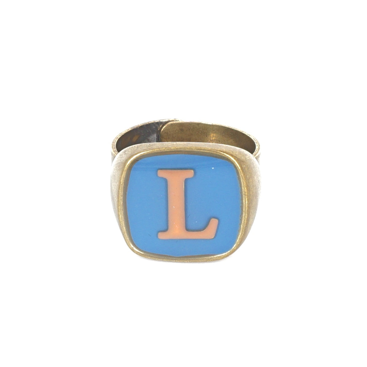ANELLO LETTERA L AZZURRO E NUDE ANELLO LETTERA L AZZURRO E NUDE UNIQUE UNCONVENTIONAL DETAILS