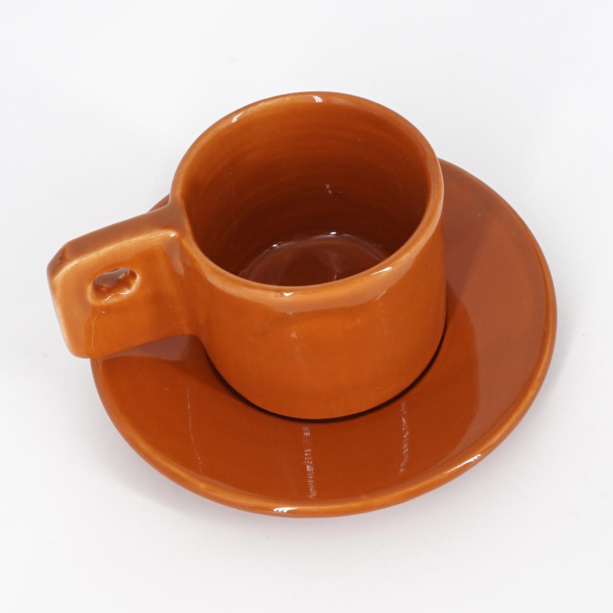 TAZZINA CAFFè CON PIATTINO MANICO BUCATO RUGGINE TAZZINA CAFFÈ BUCO RUGGINE NICOLE