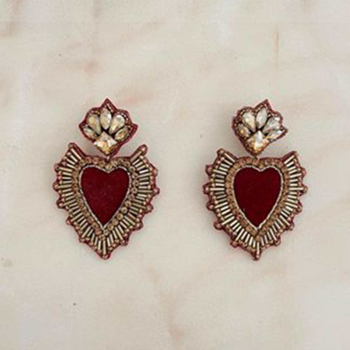 GOI ORECCHINI CUORE VELLUTOMEDIUM ROSSO
