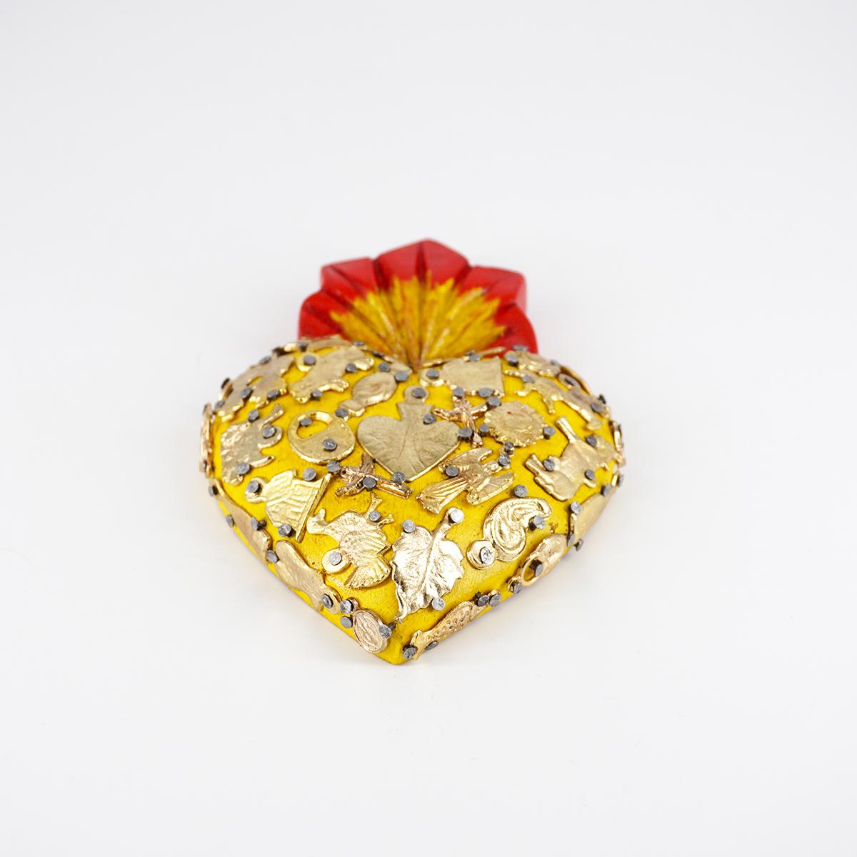 Cuore in legno medium GIALLO CUORE LEGNO MEDIUM GIALLO ARTE FASHION MEXICO