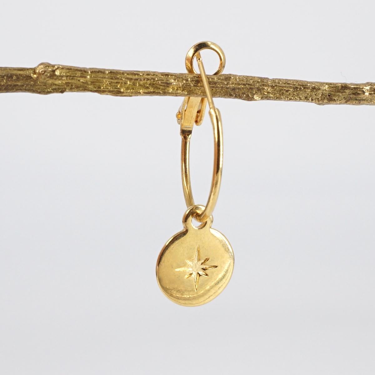 Wind Rose Coin Hoop Earring