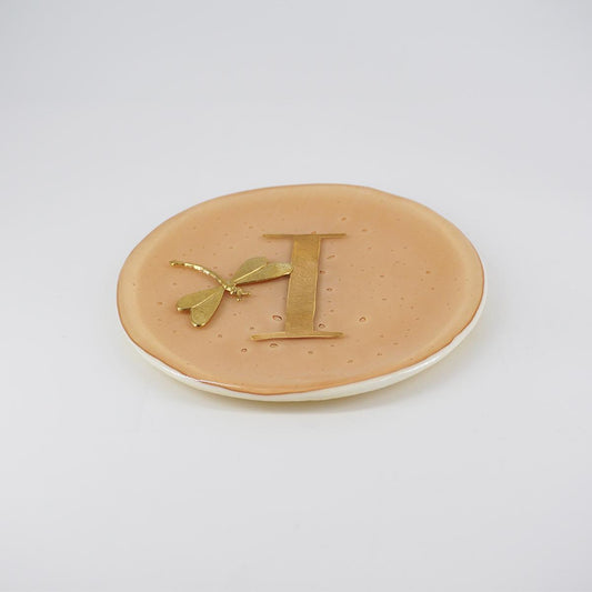 Piatto lettera e charm I CHAMPAGNE