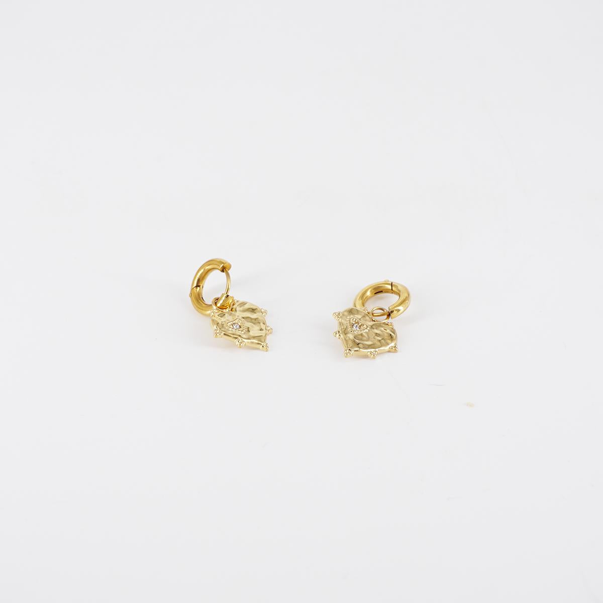 Boucles d'oreilles COEURS strass martelés
