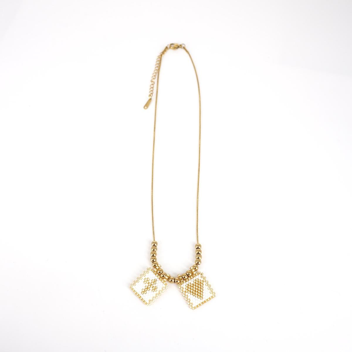 Collana TELAIO DOPPIO catenina BIANCO E ORO