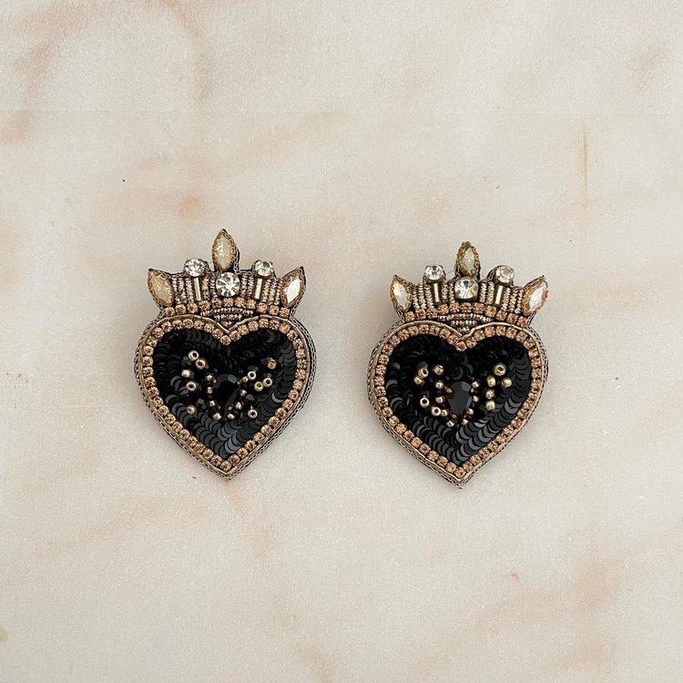 GOI ORECCHINI CUORE VELLUTOSMALL NERO