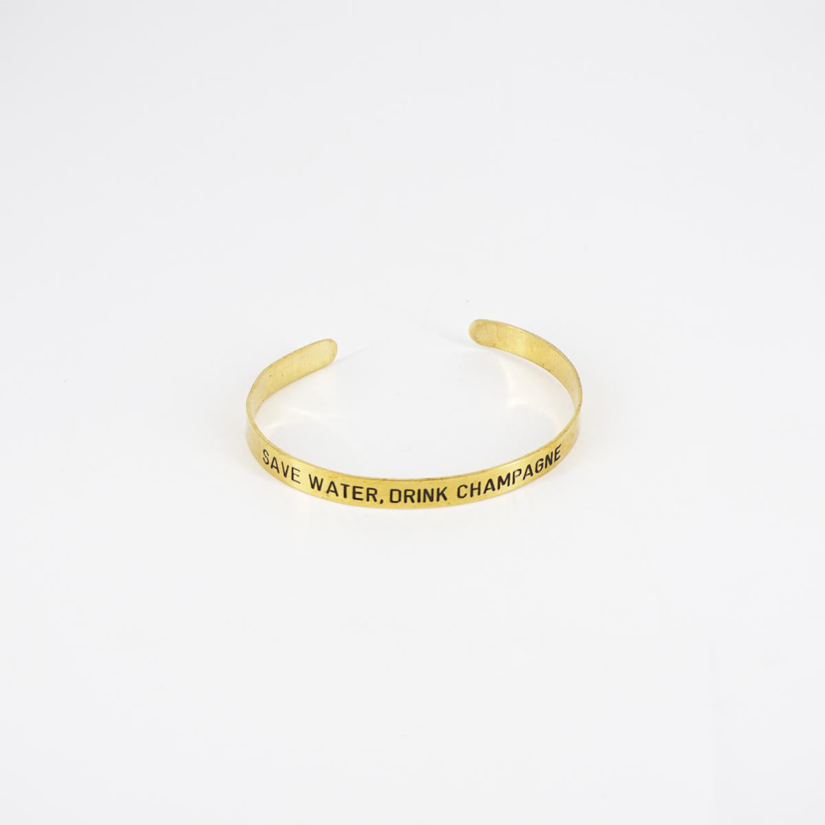 Bracciale fascia sottile SAVE WATER DRINK CHAMPAGNE