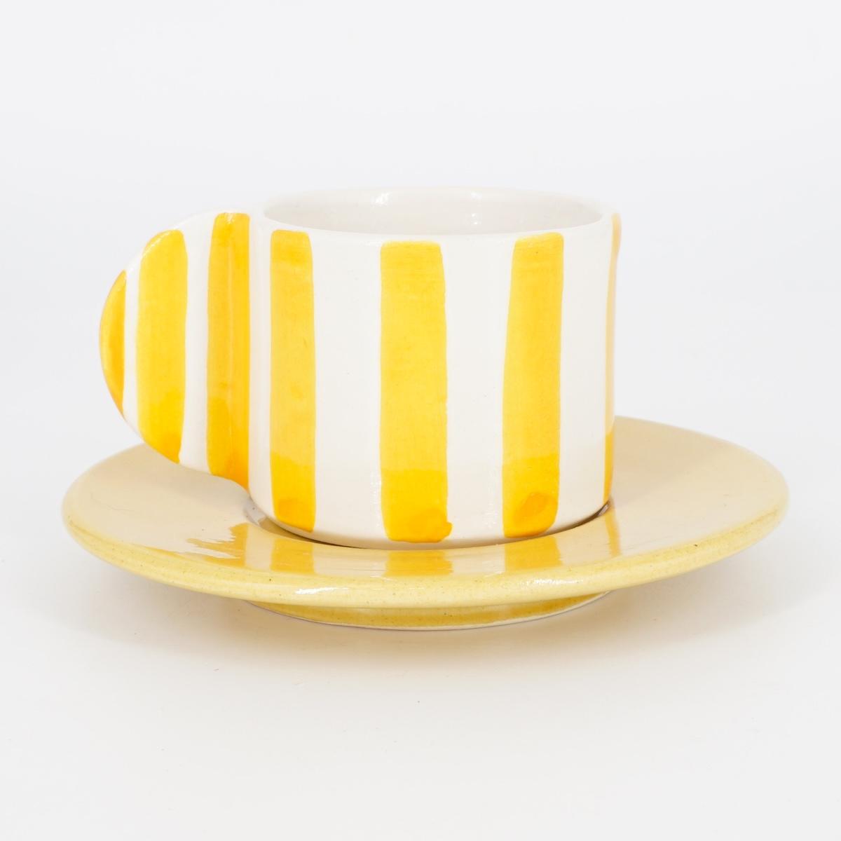 TAZZINA CAFFè CON PIATTINO RIGHE LARGHE GIALLE TAZZINA CAFFÈ RIGHE LARGHE GIALLE NICOLE