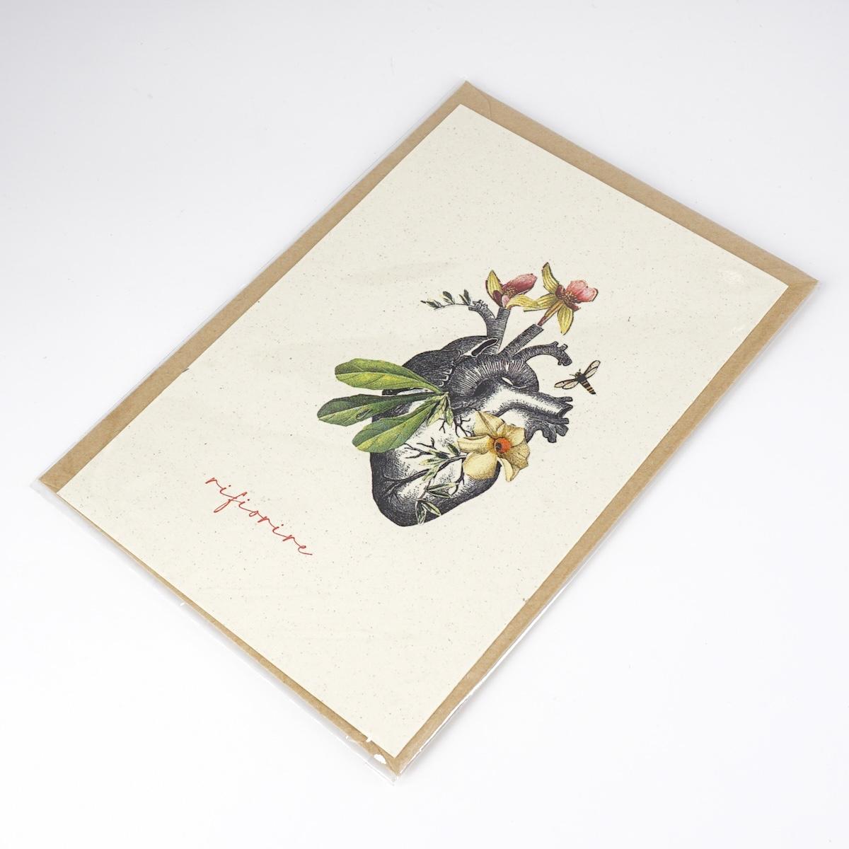 Card RIFIORIRE cuore con bouquet