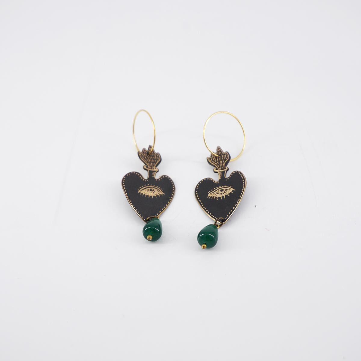 NEFELI ORECCHINI EX VOTO CON GOCCIA VERDE