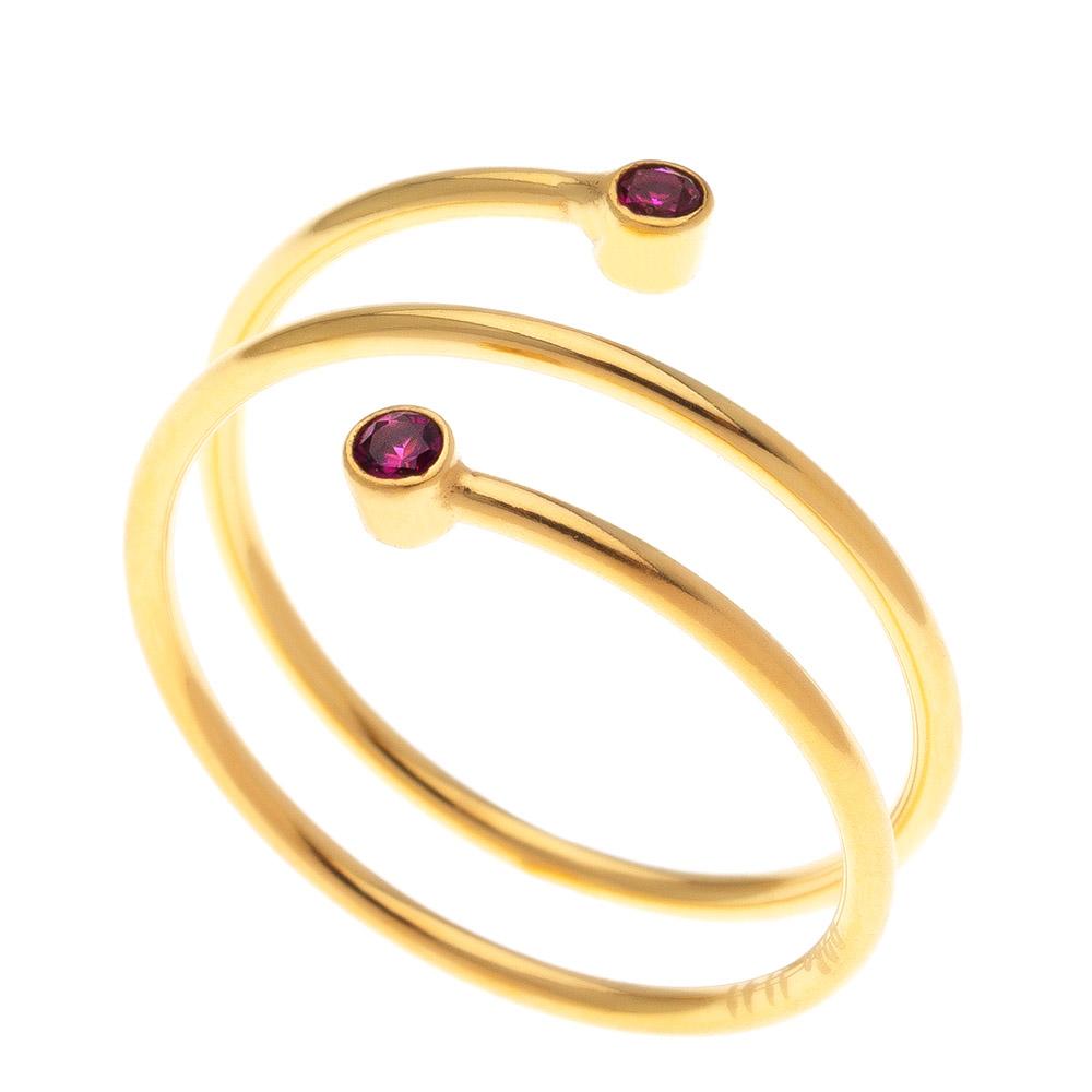 ARTEON ANELLO SPIRALE E PIETRE ROSSO