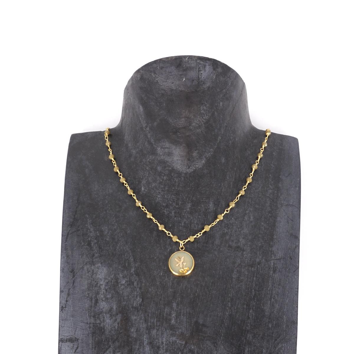 Celadon Chain Button Necklace