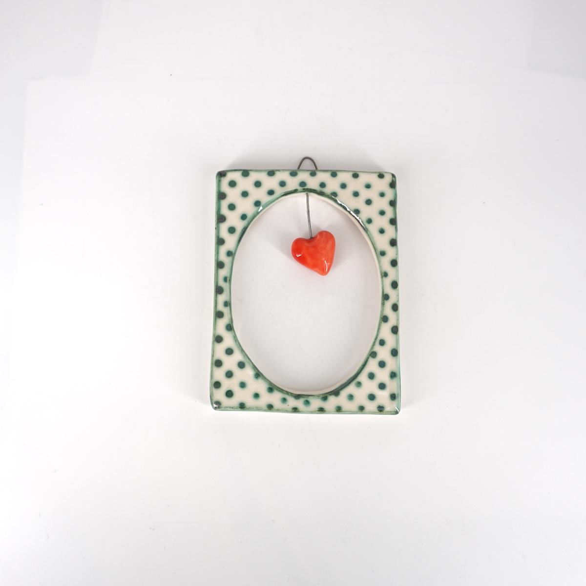 ROSSO RAMINA CORNICE S RETT.CUORE ROSSO POIS VERDE