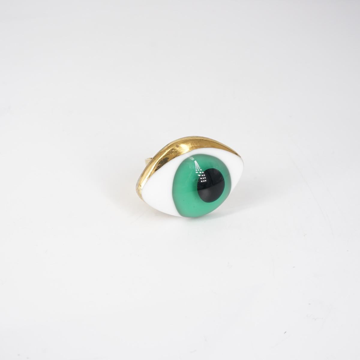 VETRO FUSO ANELLO OCCHIOSMALL VERDE ACQUA