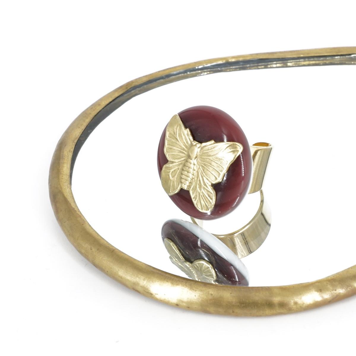 Anello charm FARFALLA PRUGNA ANELLO CHARM FARFALLA PRUGNA VETRO FUSO