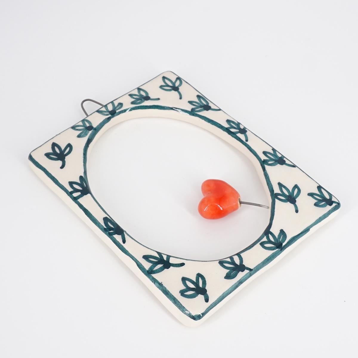 ROSSO RAMINA CORNICE S RETT.CUORE ROSSO FIORI VERDE
