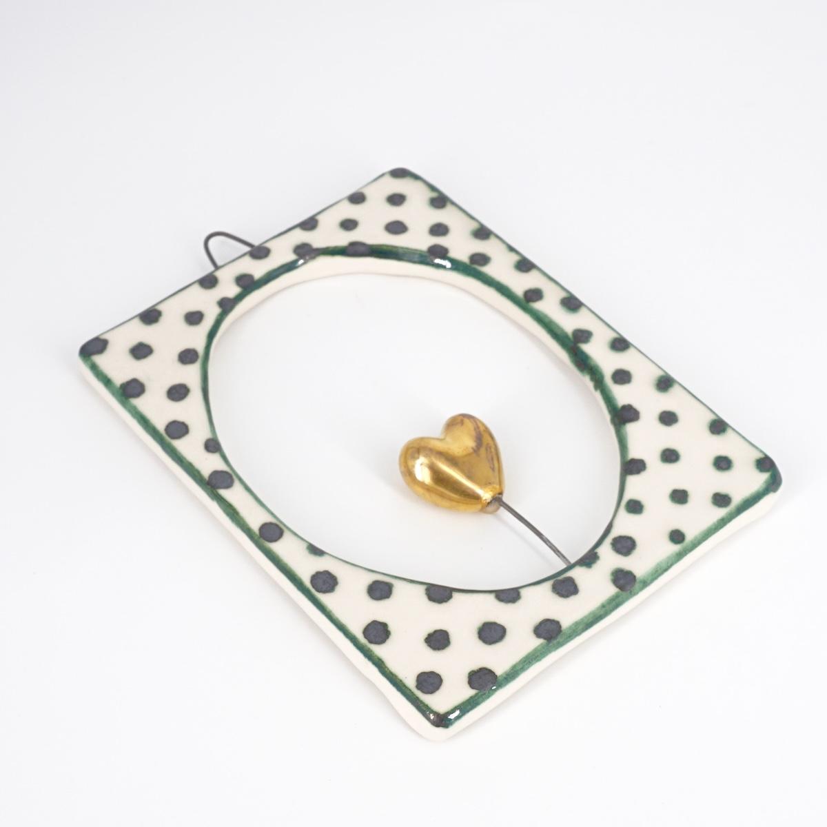 Cornice CUORE oro pois verde scuro