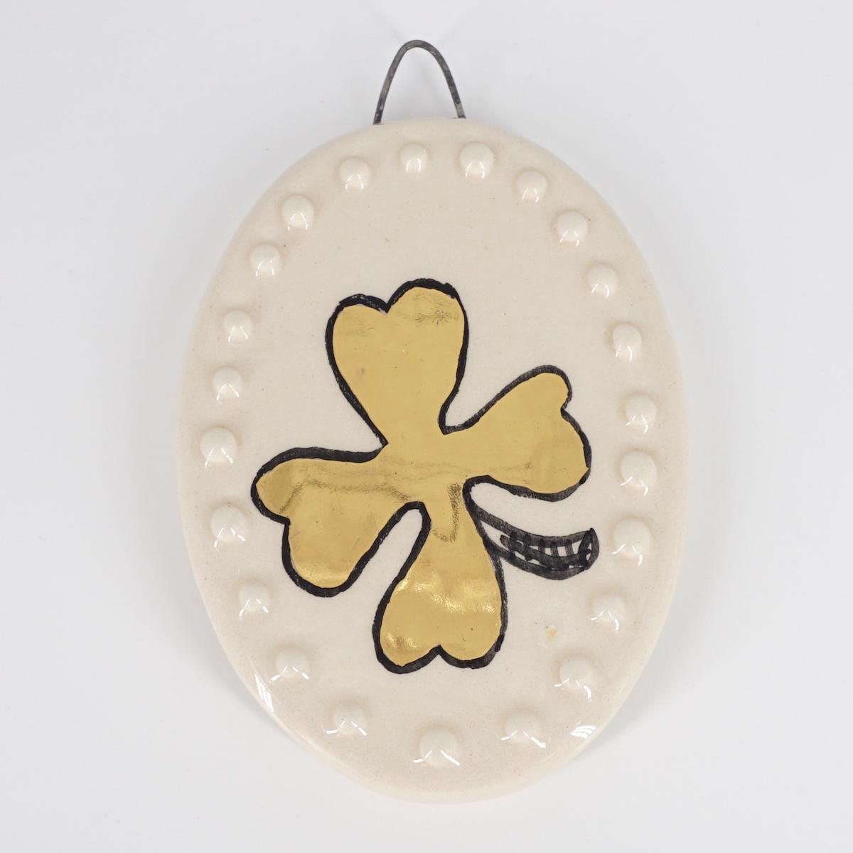 ROSSO RAMINA OVALE QUADRIFOGLIOBIANCO BOLLICINE