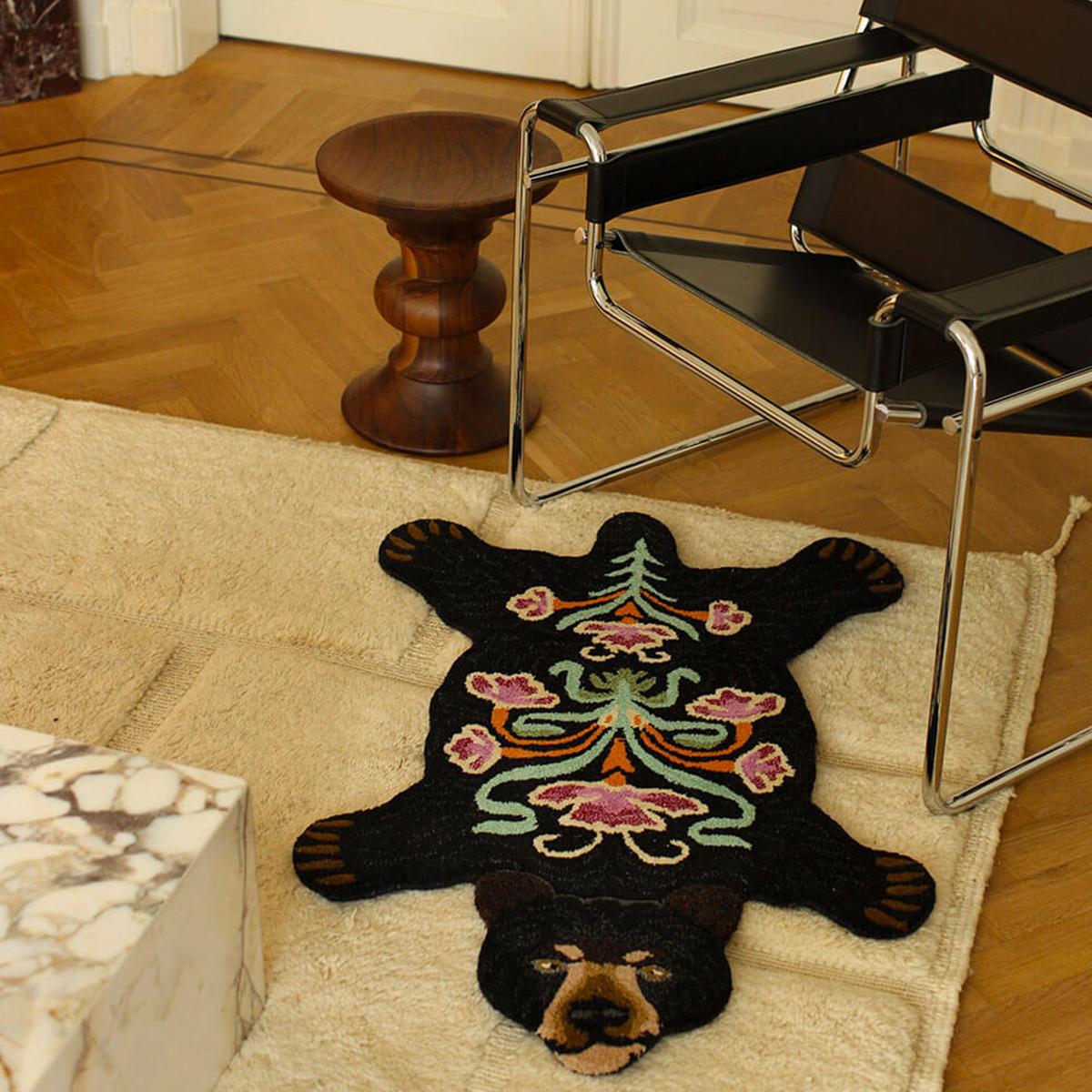 Floral Bear Skin Rug