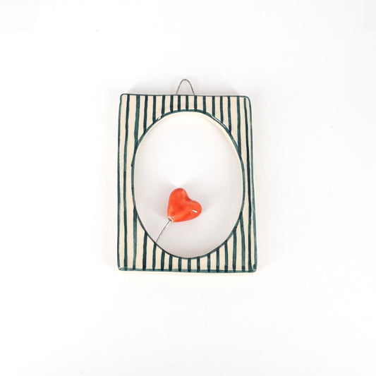ROSSO RAMINA CORNICE S RETT.CUORE ROSSO RIGHE VERDE SCURO