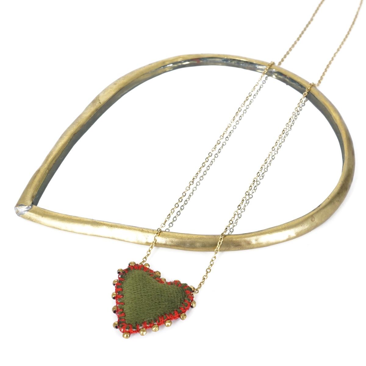 COLLANA CUORE DOUBLE FACE ROSSO E VERDE MILITARE COLLANA CUORE DOUBLE FACE ROSSO VERDE MILITARE EIKOSITRIA