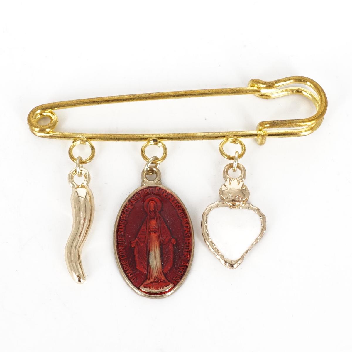 SPILLA CON CHARMS MADONNINA ROSSA SPILLA 3 CHARMS MADONNINA ROSSA SOPHIE GIOIELLI