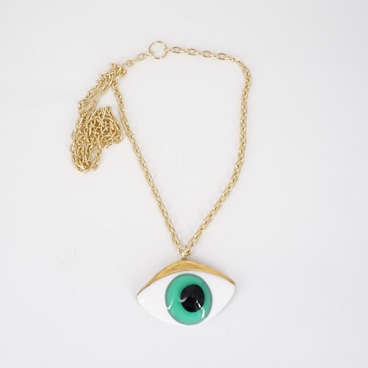 Collana occhio large VERDE ACQUA<BR/> COLLANA OCCHIO LARGEVERDE ACQUA VETRO FUSO