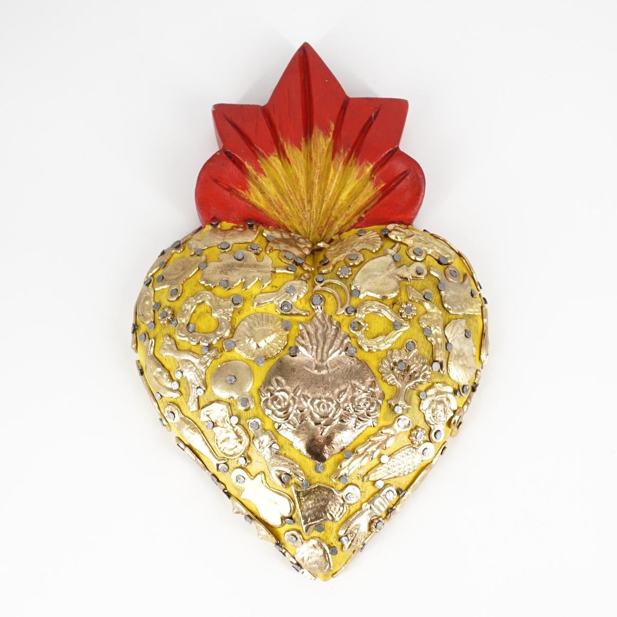 Cuore in legno large Giallo CUORE LEGNO LARGE GIALLO ARTE FASHION MEXICO