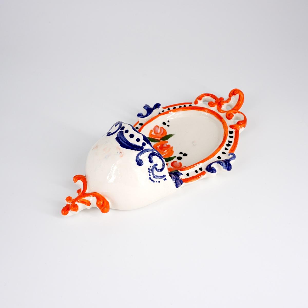 ZENJI CERAMICS ACQUASANTIERA SMALL BAROCCABLU E ARANCIO