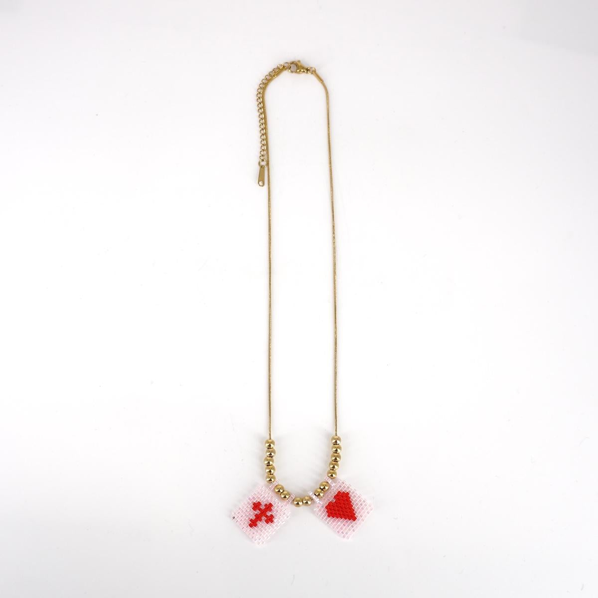 Collana TELAIO DOPPIO catenina ROSA E ROSSO