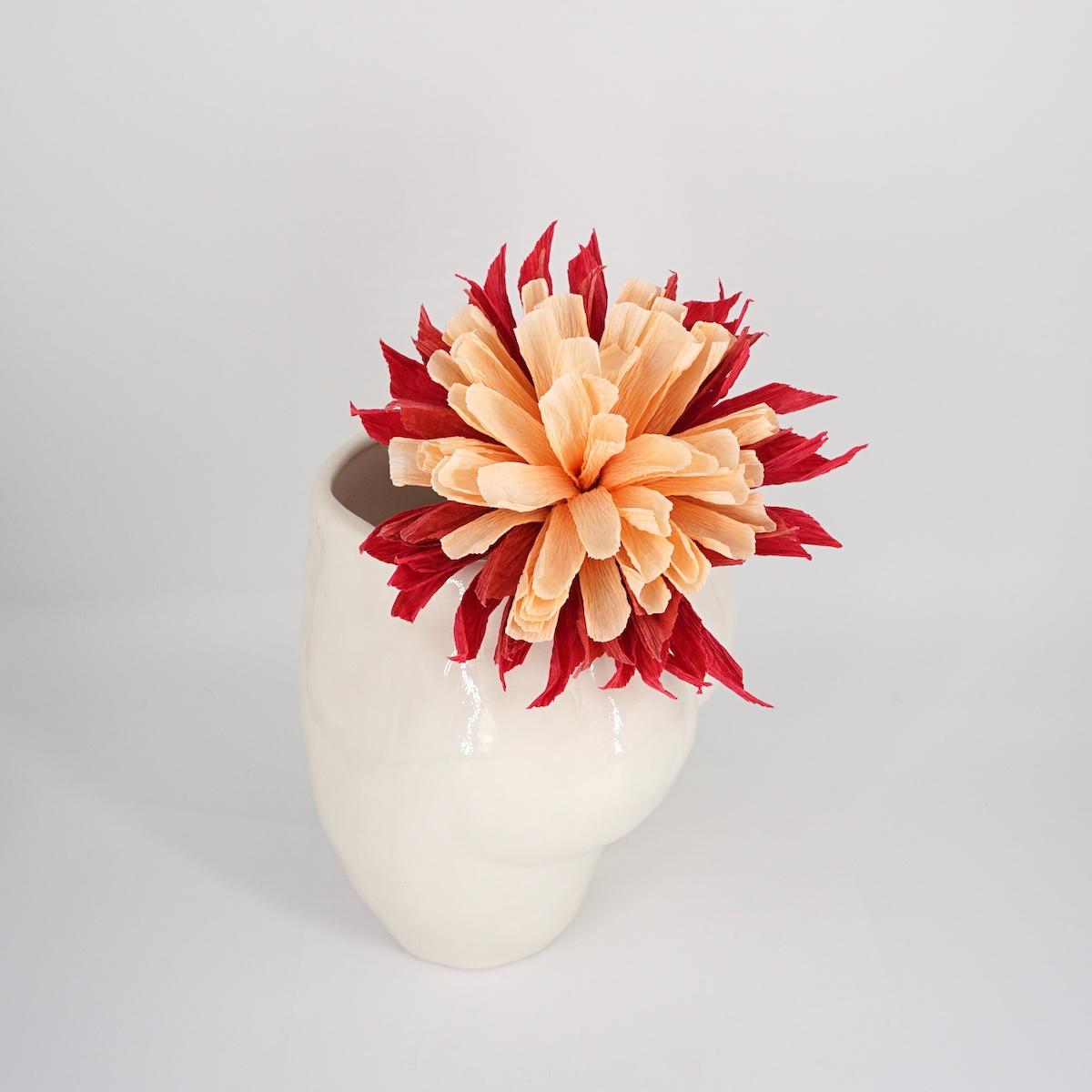 Fleur en papier ROUGE / PÊCHE