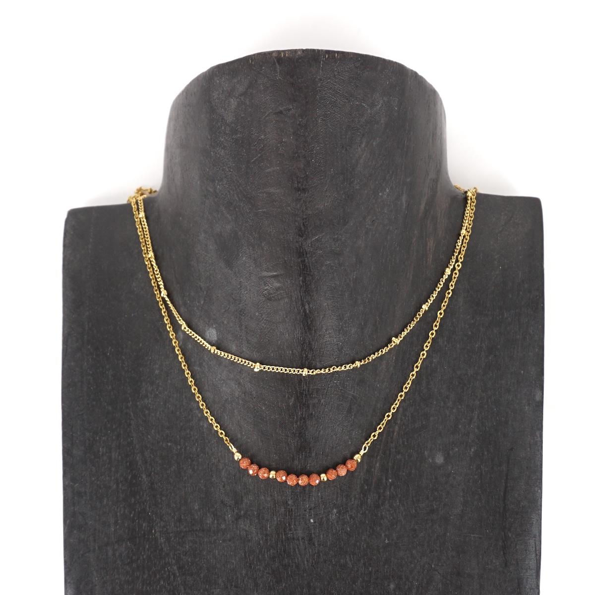 COLLANA DOPPIA CON PERLINE RAME