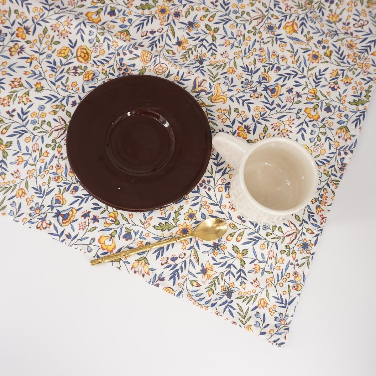 YELLOW and BLUE FLORAL deco placemat