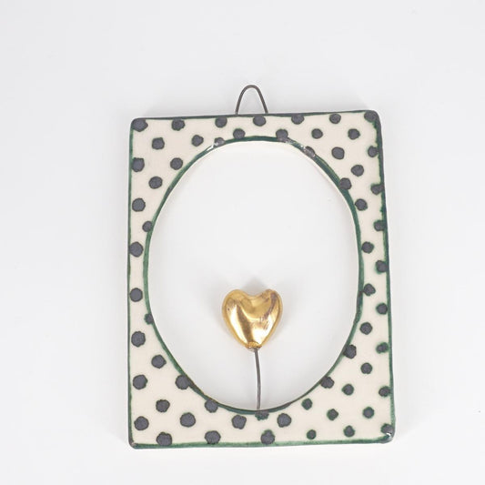 Cornice CUORE oro pois verde scuro