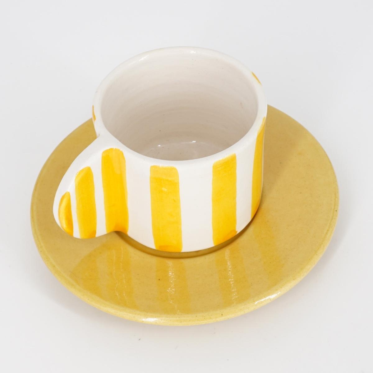 TAZZINA CAFFè CON PIATTINO RIGHE LARGHE GIALLE TAZZINA CAFFÈ RIGHE LARGHE GIALLE NICOLE