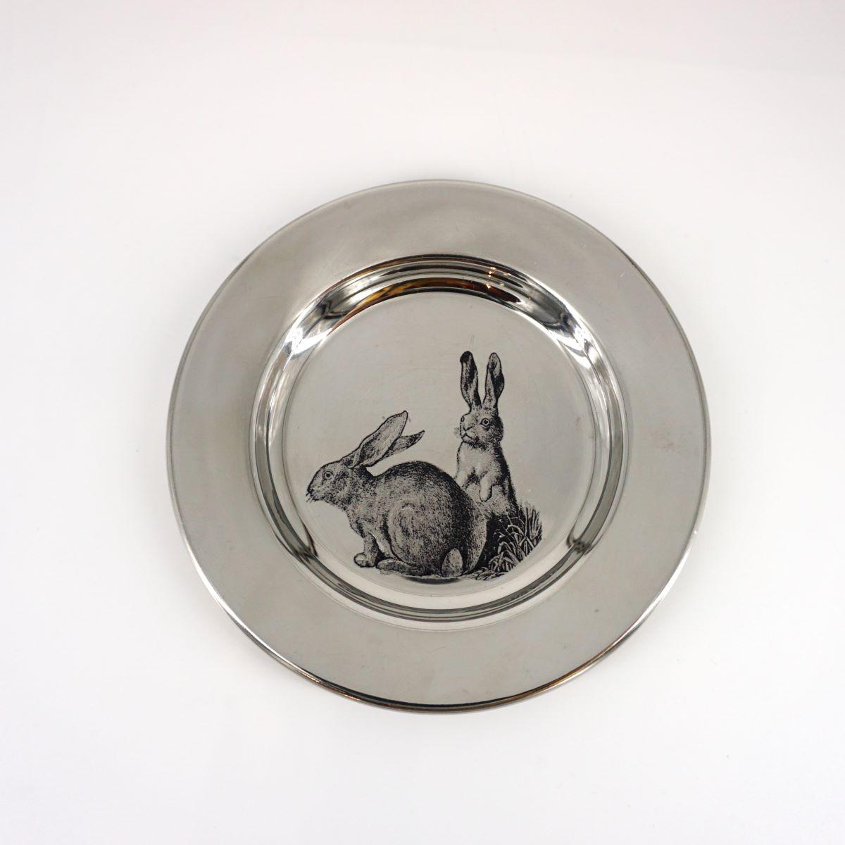 Assiette vintage LAPINS RONDE LISSE BRILLANTE