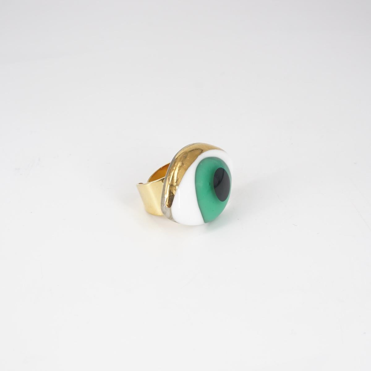 VETRO FUSO ANELLO OCCHIOSMALL VERDE ACQUA