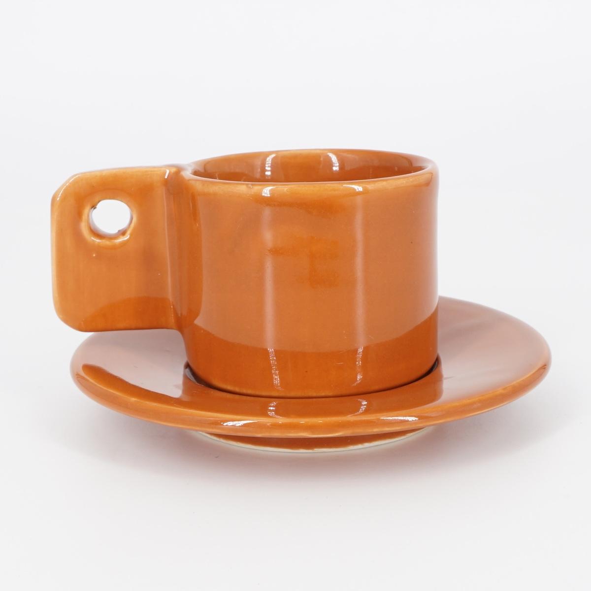 TAZZINA CAFFè CON PIATTINO MANICO BUCATO RUGGINE TAZZINA CAFFÈ BUCO RUGGINE NICOLE