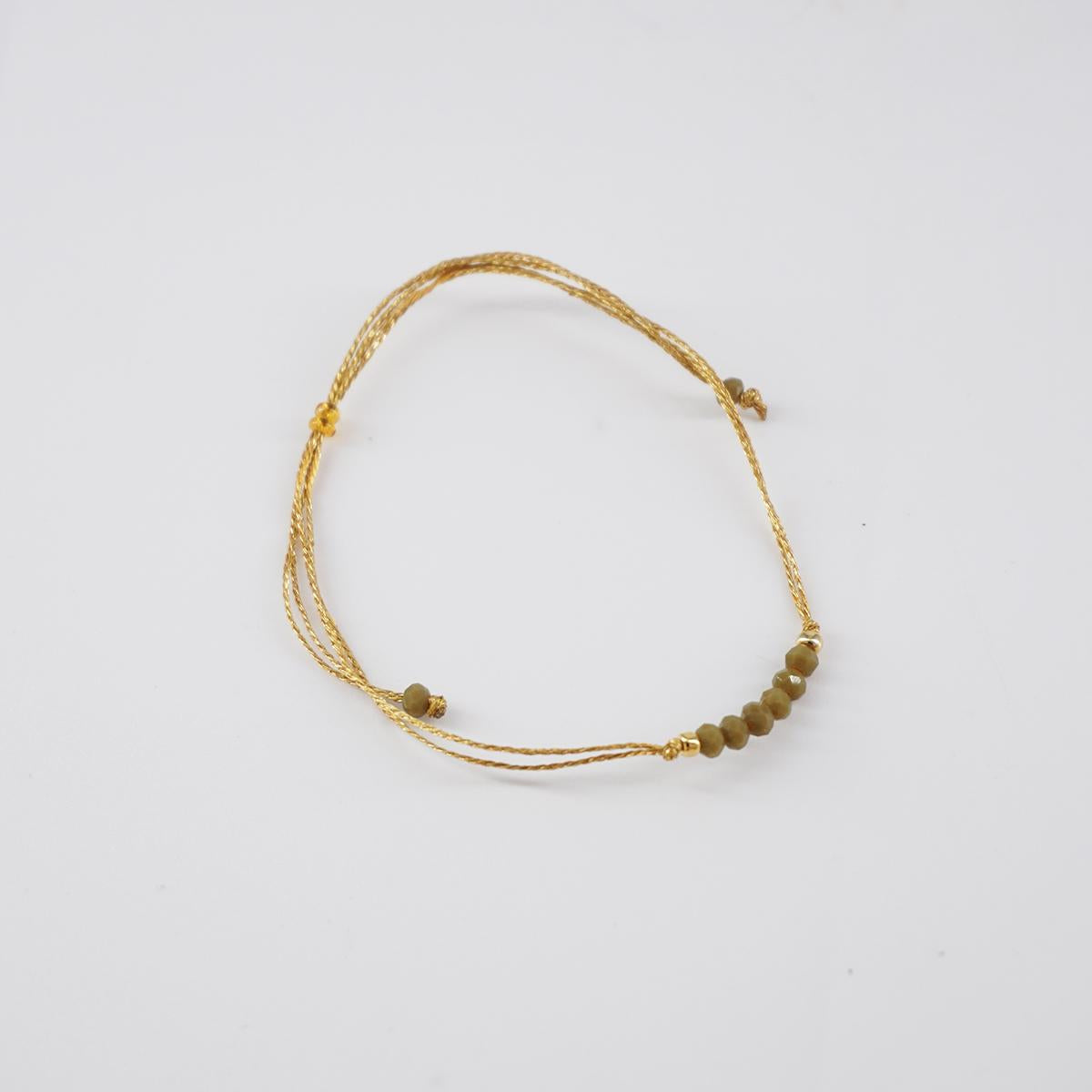 Bracciale PERLINE FILO VERDE MILITARE CHIARO
