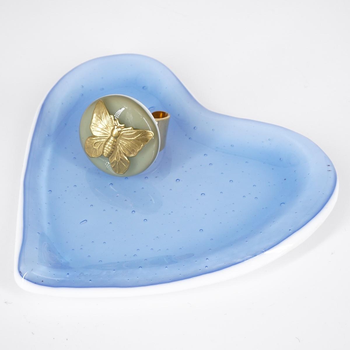 VETRO FUSO ANELLO CHARMFARFALLA SABBIA