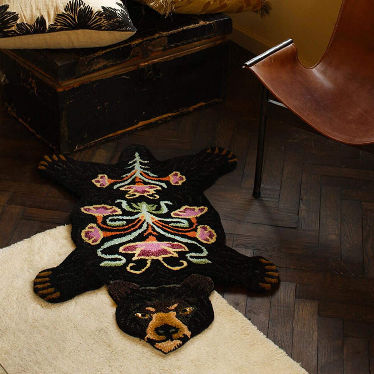 Floral Bear Skin Rug