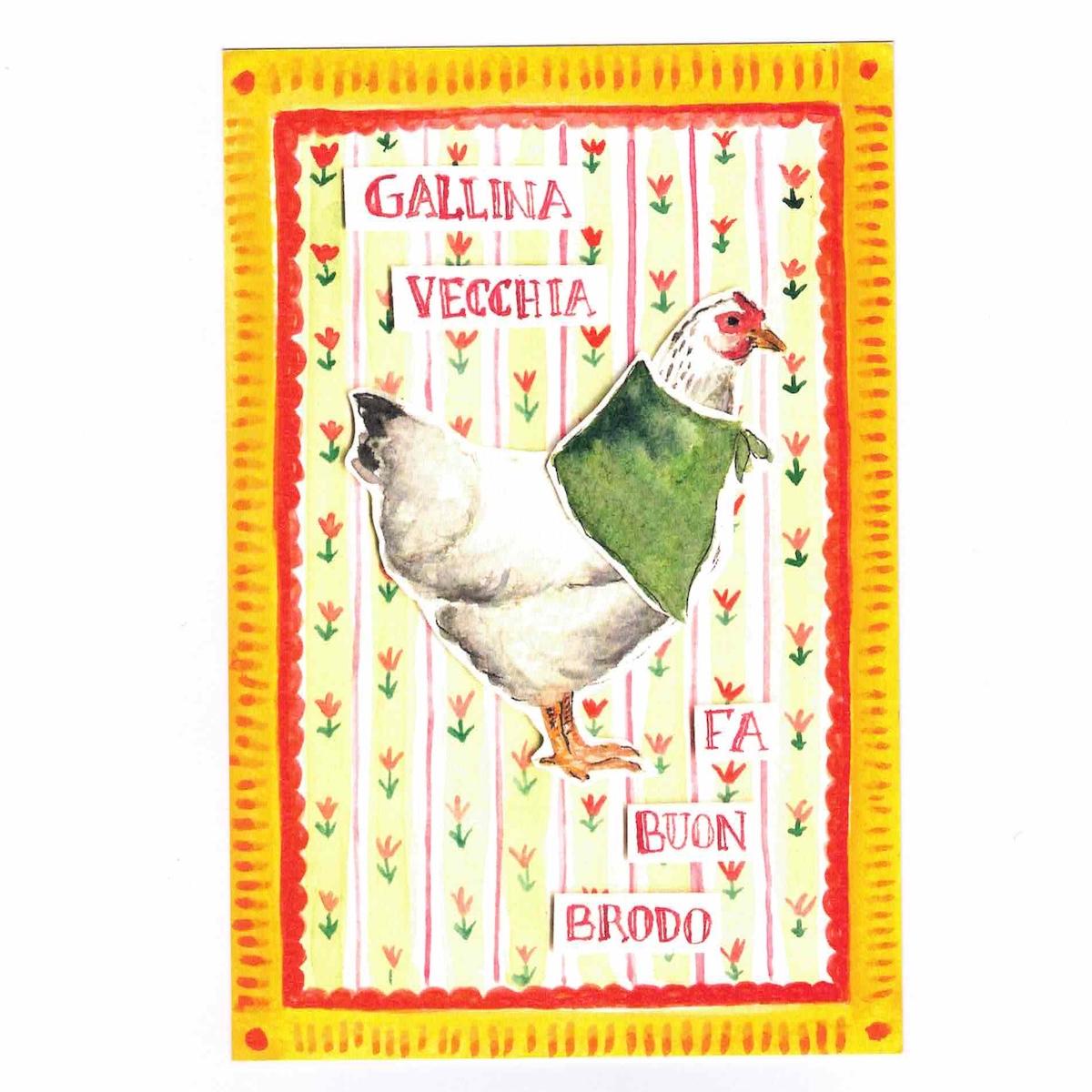 CARTOLINA GALLI VECCHIA SFONDI CARTOLINA SFONDI GALLINA VECCHIA CATERINA BERTA