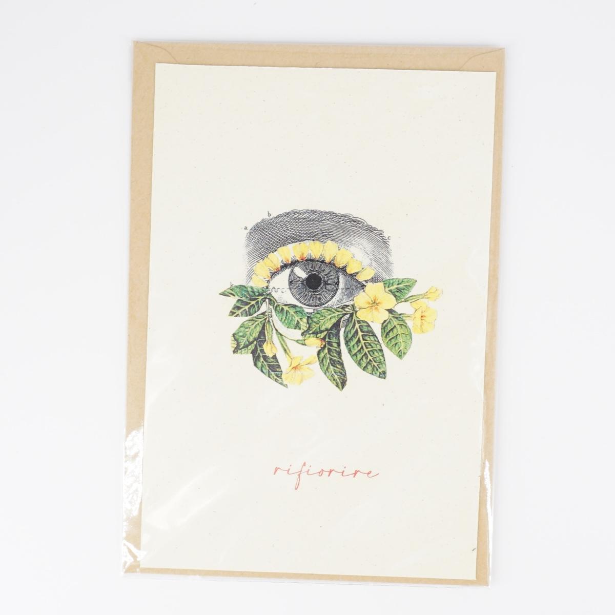 Card RIFIORIRE occhio con primule