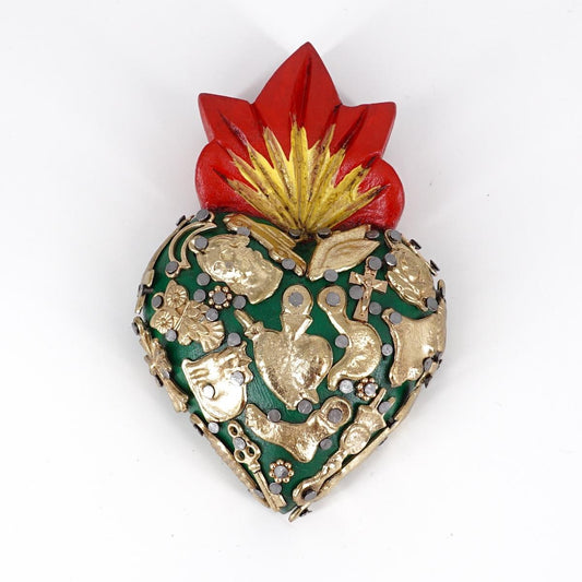 Cuore in legno small VERDE CUORE LEGNO SMALL VERDE ARTE FASHION MEXICO